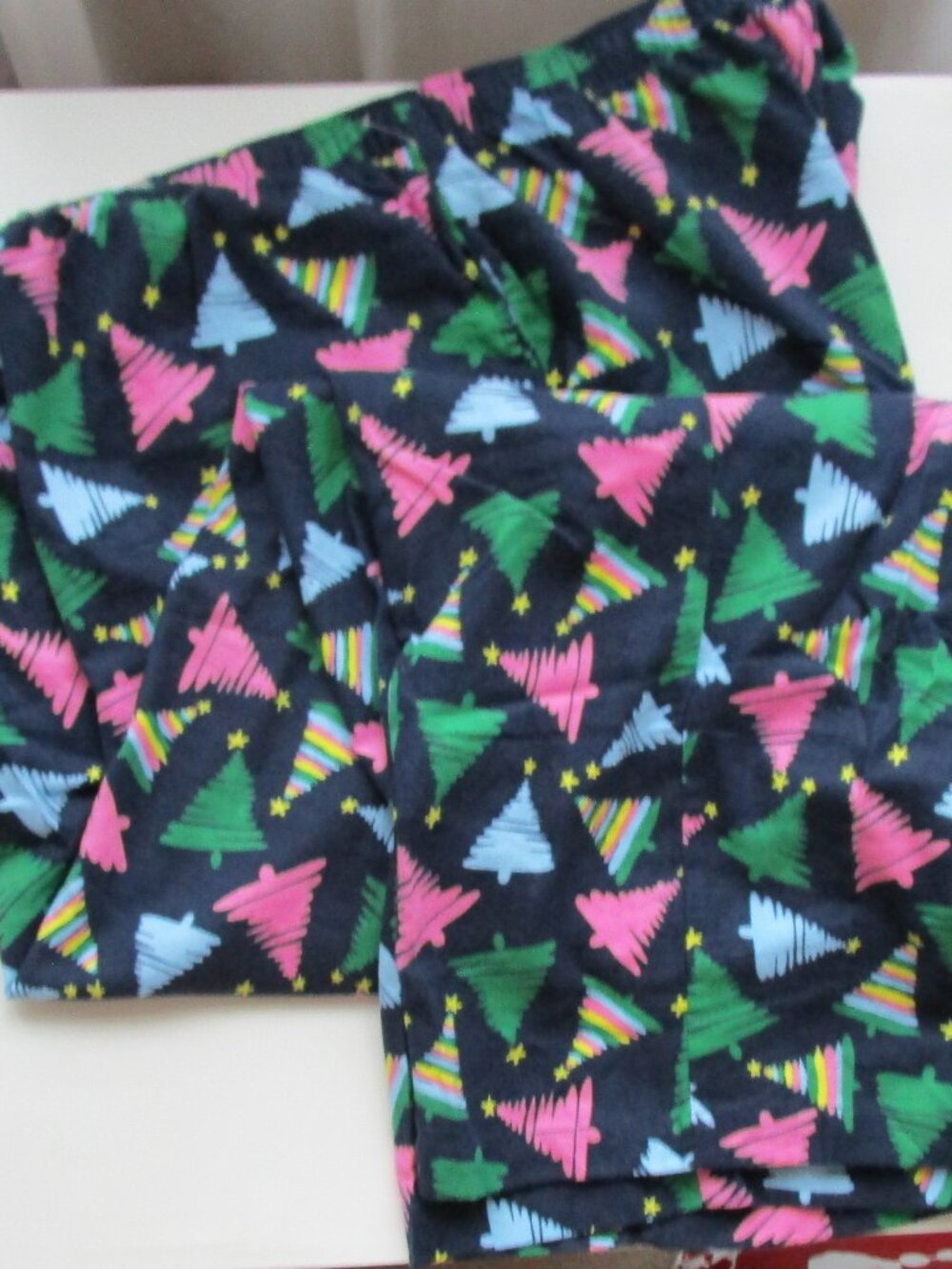 Sleep Chic 100% Cotton Flannel Sleep Pants Woman 2X - navy blue tree print